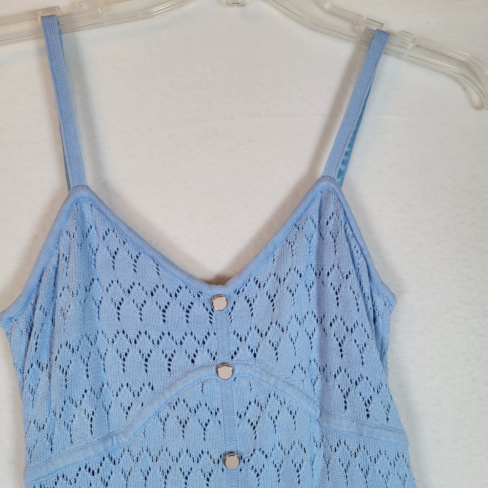 Derek Lam Collective Womens Crochet Open Knit Button Midi Dress Size XS Blue - Picture 5 of 11
